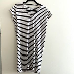 J. Crew Navy Striped V-Neck Dress